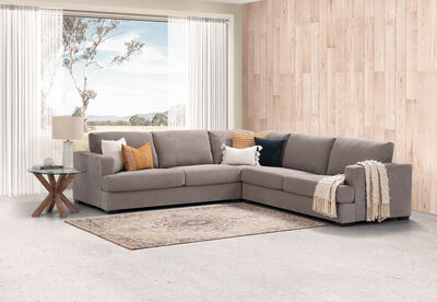 Amart leather deals corner lounge